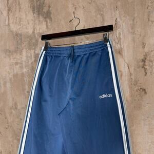 Vintage Y2K Adidas Sweatpants Youth L Slate Blue Polyester Joggers 3 Stripes